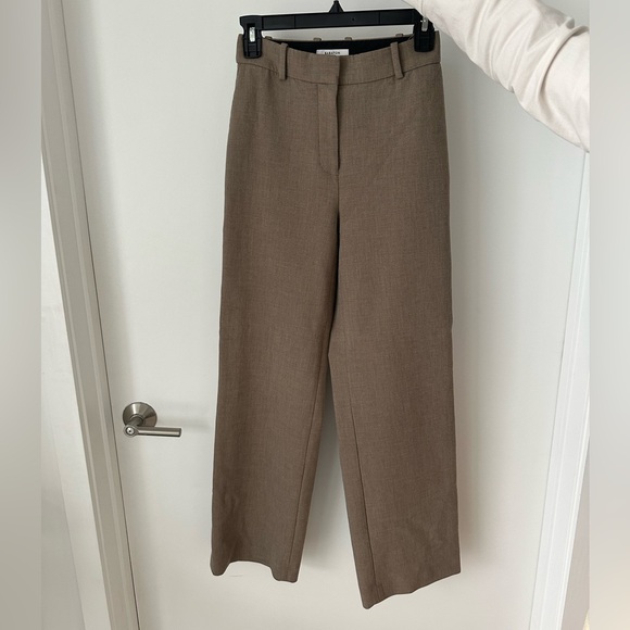 Babaton Pants - Babaton Straight-Leg Pants in Brown Taupe